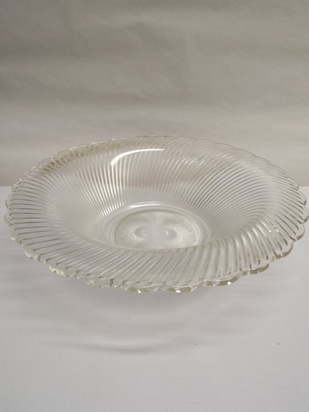 VINTAGE Depression Crystal Swirl Console Bowl - No Blemishes, Clear, BEAUTIFUL